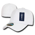 Decky Flex Elastic Fitted 6 Panels One Size High Crown Baseball Hats Caps Unisex-WHITE-