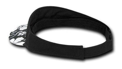Decky Floral Flower Polo Visor Curved Bill Summer Sun Sports Golf Hook And Loop-Black-