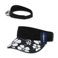 Decky Floral Flower Polo Visor Curved Bill Summer Sun Sports Golf Hook And Loop-Black-