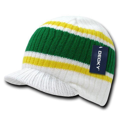 Decky Gi Campus Light Weight Beanies Striped Solid Caps Hats Visor Winter-Khaki / Brown / Olive-