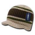 Decky Gi Campus Light Weight Beanies Striped Solid Caps Hats Visor Winter-Khaki / Brown / Olive-