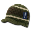 Decky Gi Campus Light Weight Beanies Striped Solid Caps Hats Visor Winter-Olive / Brown / Khaki-