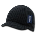 Decky Gi Campus Light Weight Beanies Striped Solid Caps Hats Visor Winter-Black-