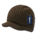 Decky Gi Campus Light Weight Beanies Striped Solid Caps Hats Visor Winter-Brown-