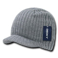 Decky Gi Campus Light Weight Beanies Striped Solid Caps Hats Visor Winter-Heather Grey-
