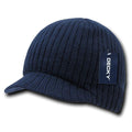 Decky Gi Campus Light Weight Beanies Striped Solid Caps Hats Visor Winter-Navy-