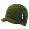 Decky Gi Campus Light Weight Beanies Striped Solid Caps Hats Visor Winter-Olive-