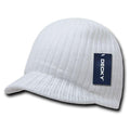 Decky Gi Campus Light Weight Beanies Striped Solid Caps Hats Visor Winter-White-