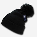 Decky Giant Pom Beanies Uncuffed Fuzzy Ball On The Top Warm Caps Hats Ski Winter-Black-