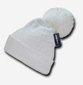 Decky Giant Pom Beanies Uncuffed Fuzzy Ball On The Top Warm Caps Hats Ski Winter-White-