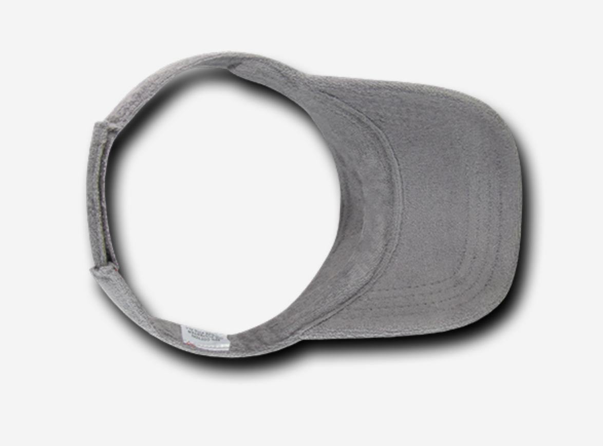 Decky Golf Tennis Walking Visor Sports Summer Sun Terry Cloth Snug Fit Unisex-996-Grey-