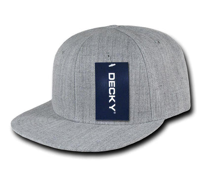 Decky Heather Grey Snapback Two Tone 6 Panel Retro Flat Bill Hats Caps-Heather Grey/Black-