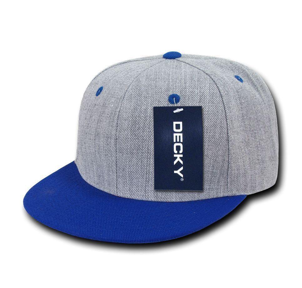 Decky Heather Grey Snapback Two Tone 6 Panel Retro Flat Bill Hats Caps-Heather Grey/Black-