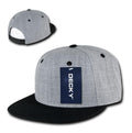 Decky Heather Grey Snapback Two Tone 6 Panel Retro Flat Bill Hats Caps-Heather Grey/Black-