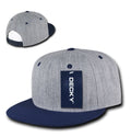 Decky Heather Grey Snapback Two Tone 6 Panel Retro Flat Bill Hats Caps-Heather Grey/Navy-