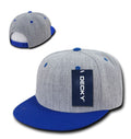 Decky Heather Grey Snapback Two Tone 6 Panel Retro Flat Bill Hats Caps-Heather Grey/Royal-