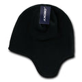 Decky Helmet Beanies Warm Winter Fleece-Lined Inside Ear Flap Ski Snow-Black-