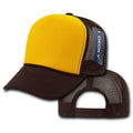Decky Industrial Foam Trucker 5 Panel Hats Caps Two Tone Mesh Snapback-Brown / Gold-