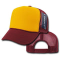 Decky Industrial Foam Trucker 5 Panel Hats Caps Two Tone Mesh Snapback-Cardinal / Gold-