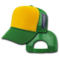 Decky Industrial Foam Trucker 5 Panel Hats Caps Two Tone Mesh Snapback-Kelly Green / Gold-