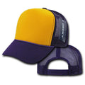Decky Industrial Foam Trucker 5 Panel Hats Caps Two Tone Mesh Snapback-Purple / Gold-