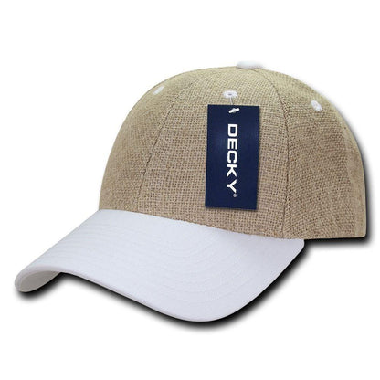 Decky Jute Low Crown Curved Bill 6 Panel Dad Caps Hats Unisex-Black-