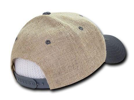 Decky Jute Low Crown Curved Bill 6 Panel Dad Caps Hats Unisex-Black-