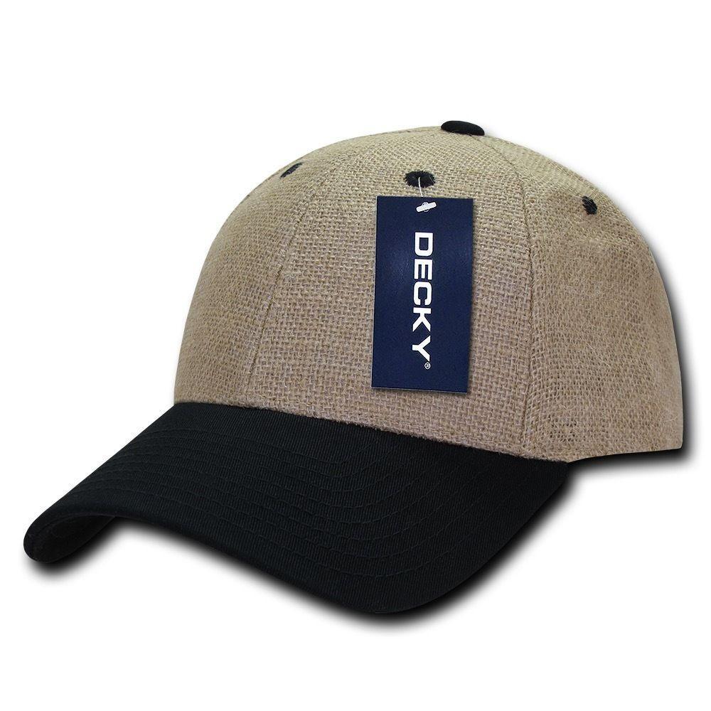 Decky Jute Low Crown Curved Bill 6 Panel Dad Caps Hats Unisex-Black-