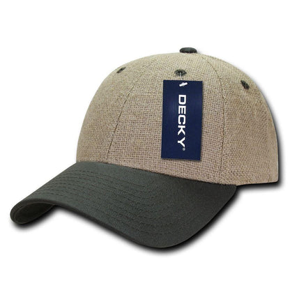 Decky Jute Low Crown Curved Bill 6 Panel Dad Caps Hats Unisex-Black-