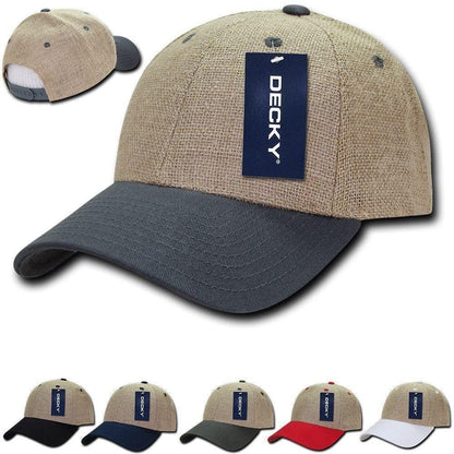 Decky Jute Low Crown Curved Bill 6 Panel Dad Caps Hats Unisex-Black-
