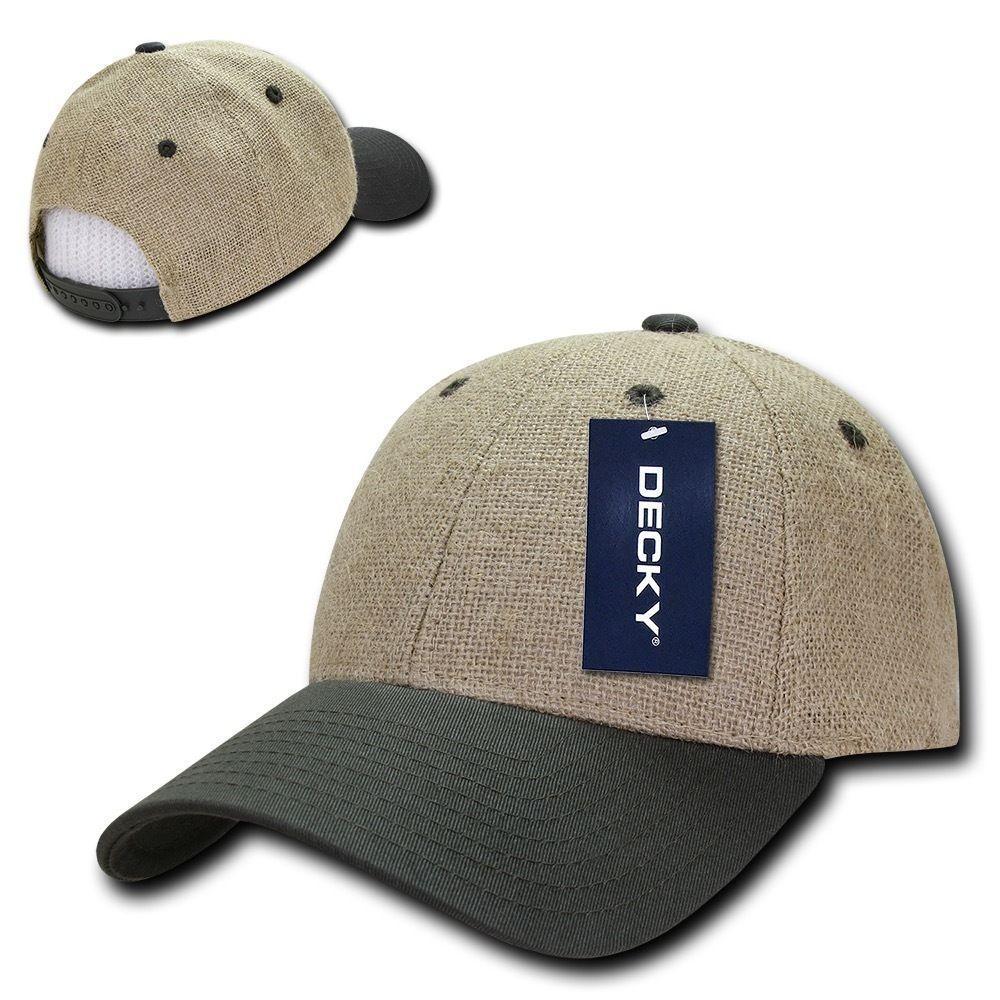 Decky Jute Low Crown Curved Bill 6 Panel Dad Caps Hats Unisex-Olive-