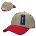 Decky Jute Low Crown Curved Bill 6 Panel Dad Caps Hats Unisex-Red-