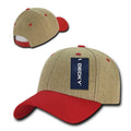 Decky Jute Low Crown Structured Dad 6 Panel Caps Hats Unisex-Red-