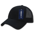 Decky Low Crown Mesh Golf 6 Panel Pre Curved Bill Dad Caps Hats-Black/Black-