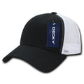Decky Low Crown Mesh Golf 6 Panel Pre Curved Bill Dad Caps Hats-Black/White-