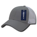 Decky Low Crown Mesh Golf 6 Panel Pre Curved Bill Dad Caps Hats-Grey/White-