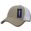Decky Low Crown Mesh Golf 6 Panel Pre Curved Bill Dad Caps Hats-Khaki/White-