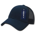 Decky Low Crown Mesh Golf 6 Panel Pre Curved Bill Dad Caps Hats-Navy/Navy-