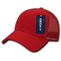 Decky Low Crown Mesh Golf 6 Panel Pre Curved Bill Dad Caps Hats-Red/Red-