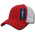 Decky Low Crown Mesh Golf 6 Panel Pre Curved Bill Dad Caps Hats-Red/White-
