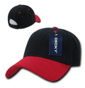 Decky Low Crown Plain Two Tone Curved Bill 6 Panel Dad Hats Caps-BLACK/RED-