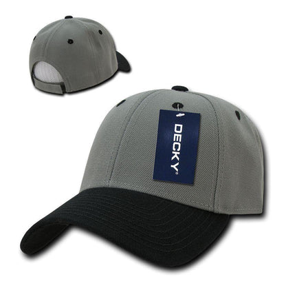 Decky Low Crown Plain Two Tone Curved Bill 6 Panel Dad Hats Caps-GREY/BLACK-