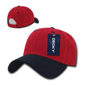 Decky Low Crown Plain Two Tone Curved Bill 6 Panel Dad Hats Caps-RED/NAVY-