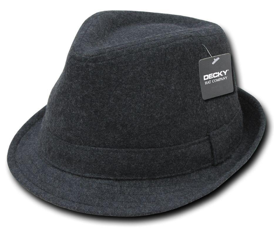 Decky Melton Fedora Fedoras Wool Band Hats Hipster Miami-Heather Charcoal-Small/Medium-