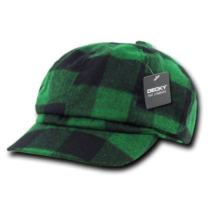 Decky Newsboy Ivys Plaid Pre Curved Hats Drivers Cabbie Golf Gatsby-Black Plaid-Large/XL-