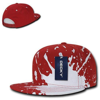 Decky Paint Splat Snapback Baseball 6 Panel 100% Cotton Structured Caps Hats-Black-