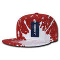 Decky Paint Splat Snapback Baseball 6 Panel 100% Cotton Structured Caps Hats-Red-