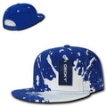 Decky Paint Splat Snapback Baseball 6 Panel 100% Cotton Structured Caps Hats-Royal-