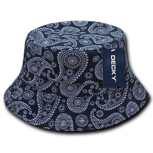 Decky Paisley Bandana Design Fitted Bucket Hats Caps Cotton Unisex