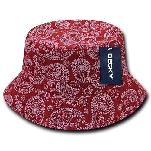 Decky Paisley Bandana Design Fitted Bucket Hats Caps Cotton